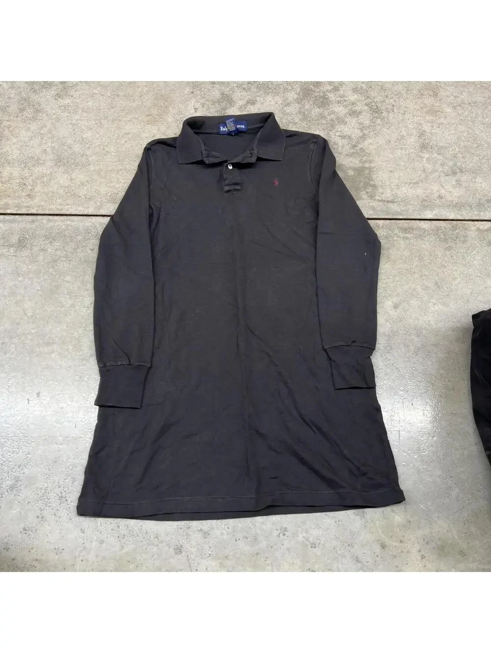 vintage polo ralph lauren black small logo rugby polo shirt size medium